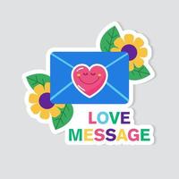 The sticker is a love message. A smiling heart in an envelope. vector