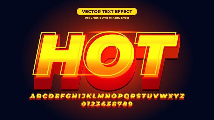 Neon Red and Yellow Hot 3D Text Effect