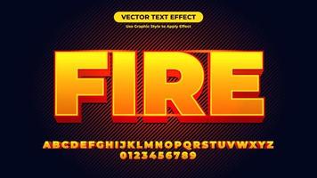 Neon Red and Yellow  Fire 3D Text Effect vector