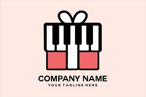 gift box logo with piano musical instrument pattern vector