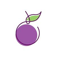 fruit lines art colorful purple plum logo design vector symbol icon illustration