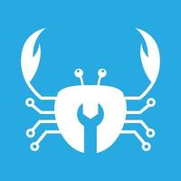 crabs with wrench technology logo design vector graphic symbol icon sign illustration creative idea