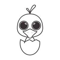lines cute cartoon baby bird with egg logo vector icon illustration design