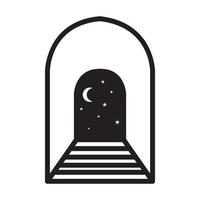 lines tunnels with night moon logo vector symbol icon design illustration