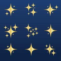 Set of original stars, sparkle firework decoration, twinkle shiny flash icon Free Vector