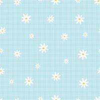 White daisies with a seamless grid pattern background Used for printing, wallpaper, fabric patterns, textiles vector