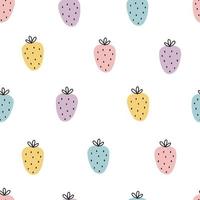 Nursery seamless pattern Colorful strawberries on white background for print, wallpaper, textiles, vector illustration