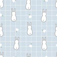 Nursery seamless pattern white rabbit on square grid background used for prints, wallpaper, textiles Vector Illustration