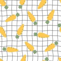 Nursery seamless pattern carrots on a mesh background Use for prints, wallpapers, textiles Vector Illustration