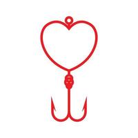 line fishing hook with love logo symbol icon vector graphic design illustration idea creative