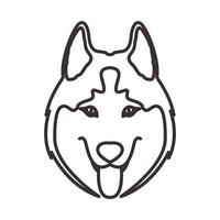 lines hipster cute head dog siberian husky logo vector icon illustration design