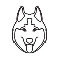 líneas hipster linda cabeza perro husky siberiano logo vector icono ilustración diseño