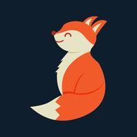 fox cute cartoon side view flat logo icon vector illustration