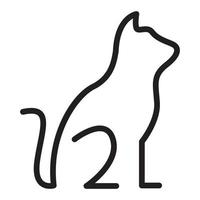 continuous lines cute cat sit logo vector icon illustration design