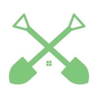 cross shovel with home logo vector symbol icon design illustration