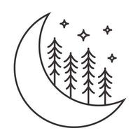 crescent with trees pine lines  logo vector symbol icon design graphic illustration