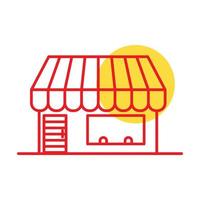 tienda tienda líneas con puesta de sol logo vector símbolo icono diseño gráfico ilustración