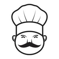 anciano sonrisa caricatura chef línea logo símbolo vector icono ilustración diseño gráfico