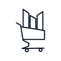 shopping cart trolley with building real estate logo vector illustration design