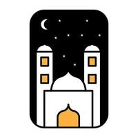 mezquita y noche ramadan logo vector símbolo icono diseño gráfico ilustración