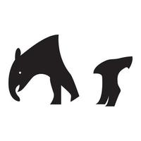 diseño de ilustración de icono de vector de logotipo de tapir animal de forma moderna