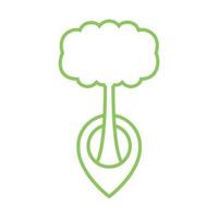 green lines tree with pin map location logo symbol vector icon illustration graphic design