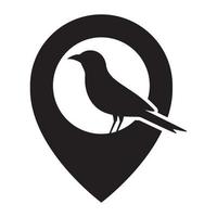 bird with pin map location logo vector icon illustration design