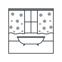 bathtub bathroom with flower line logo vector icon illustration design