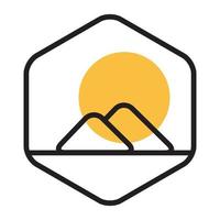 lines hexagon with triangle mountain logo symbol icon vector graphic design illustration