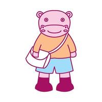 hippopotamus or hippo as student  cute cartoon vector  illustration
