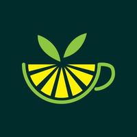 fruta limón taza de té colorido logotipo diseño vector símbolo icono ilustración