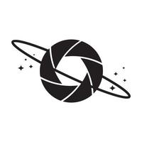 Cámara de obturador con el símbolo del logotipo del cielo espacial icono vectorial ilustración diseño gráfico vector