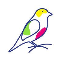 líneas arte abstracto color pájaro gorrión logotipo diseño vector icono símbolo ilustración