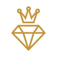 gold lines diamond with crown logo design vector icon symbol illustration