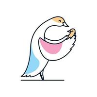 cisne o ganso con diseño de ilustración de vector de logotipo de línea linda de pollo