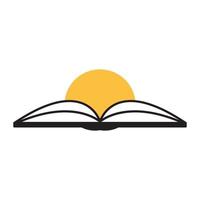 open book with sunset logo symbol icon vector graphic design illustration