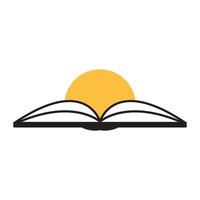 open book with sunset logo symbol icon vector graphic design illustration