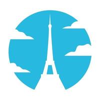 blue sky eiffel logo vector icon illustration design