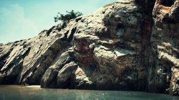 coastal view of a sand beach with cliffs video