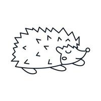 Porcupine sleep line cute cartoon logo vector  illustration