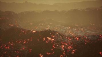 final de la erupción del volcán tolbachik con campos de lava video