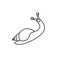 diseño de ilustración de icono de vector de logotipo minimalista animal de contorno de arte de línea de caracol o babosa