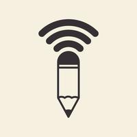 pencil art with wi-fi internet logo symbol vector icon graphic design illustration
