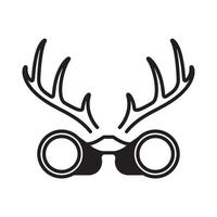 binoculars with horn hunt logo design vector icon symbol illustration