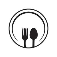 modern shape plate with spoon and fork logo symbol icon vector graphic design illustration idea creative