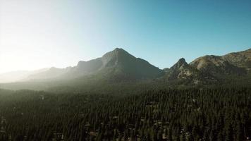 vista panoramica della catena montuosa con alberi in autunno video