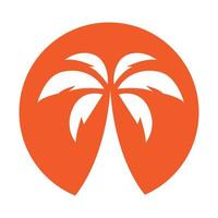 palmera o cocotero con el símbolo del logotipo de la puesta del sol icono vectorial ilustración diseño gráfico vector