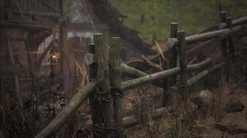 Russian old village on the edge of the forest is destroyed video