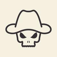 skull with cowboy hat vintage logo design vector graphic symbol icon sign illustration creative idea