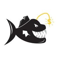 Deep sea fish with money vector symbol icon design illustration